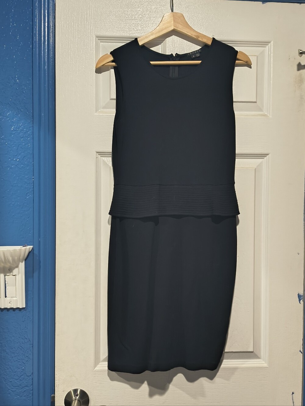 Theory Black Sleeveless Peplum Waist Structured Sheath Dress 6